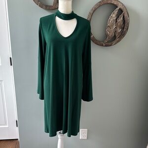 Karen Kane Green A-line Bell Sleeve Dress
